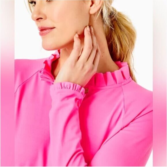 Lilly Pulitzer Women’s Pink Long Sleeve UPF+ Luxletic Hutton Polo - Picture 3 of 10